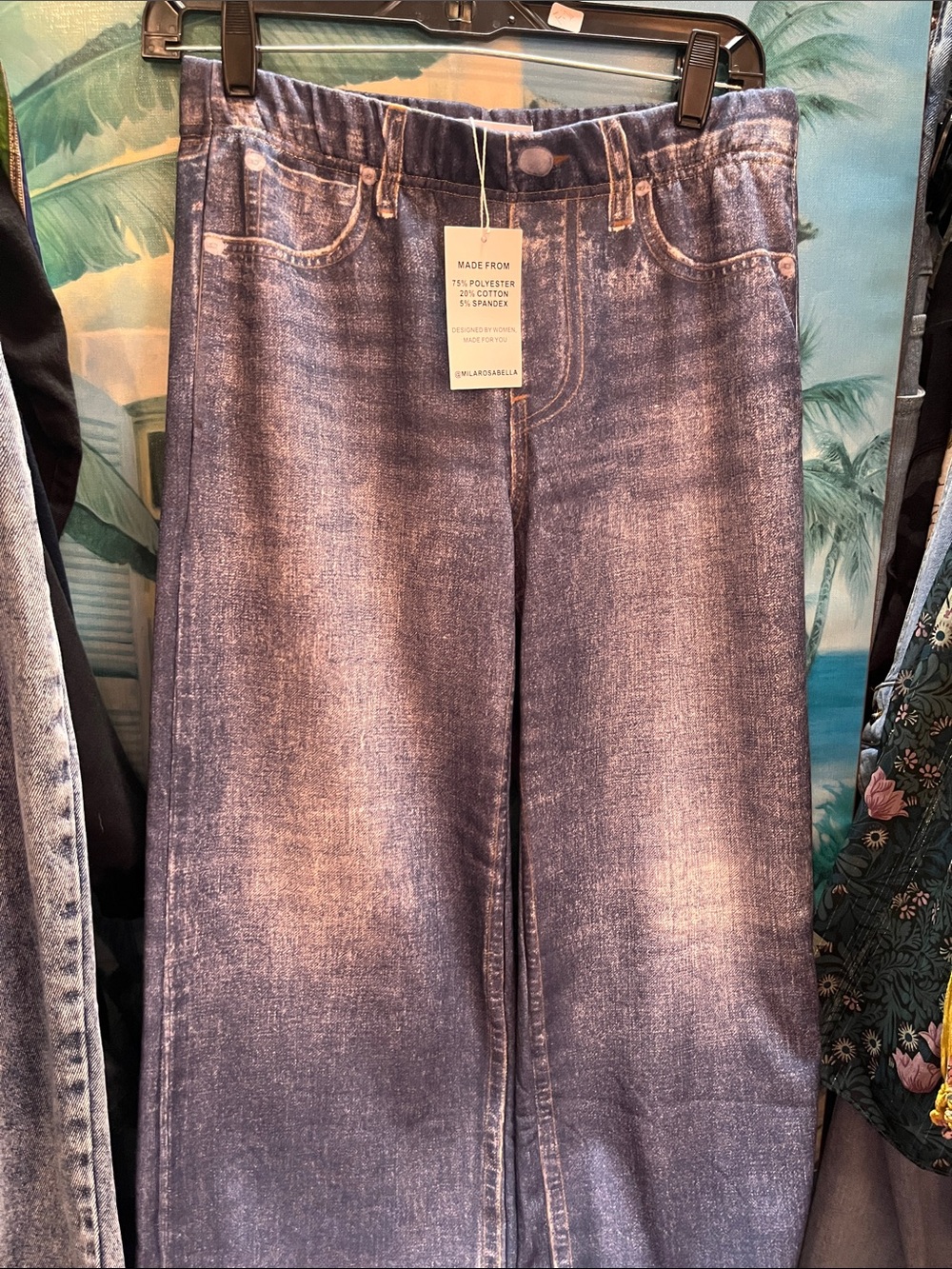 Mila Rosabella Faux Denim Sweatpant Jeans. M